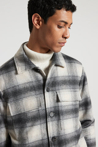 Wool-blend overshirt with chequered design