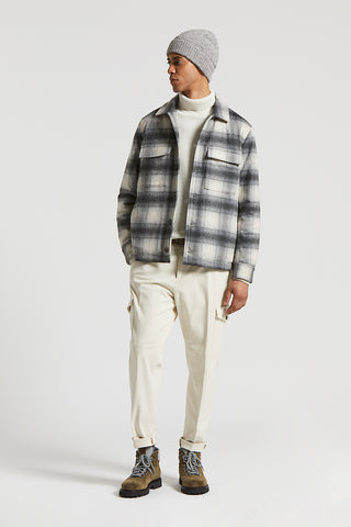 Wool-blend overshirt with chequered design