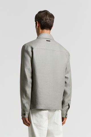 Pure linen gabardine jacket with zip