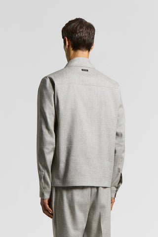Linen and wool jacket with zip