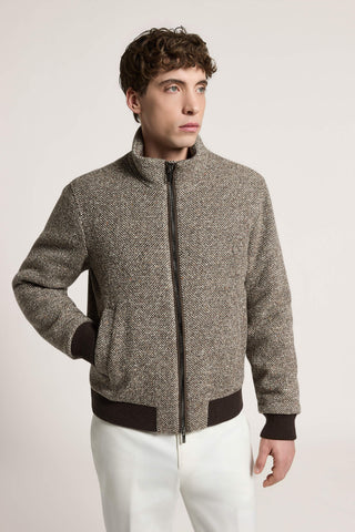 Bomber de tweed en mezcla de lana, seda y cachemira