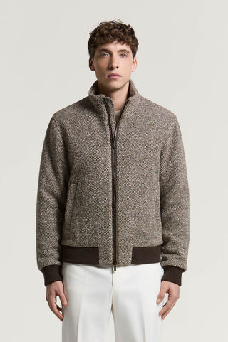 Bomber de tweed en mezcla de lana, seda y cachemira