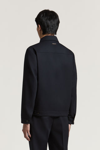 Chaqueta camisera de gabardina de pura lana
