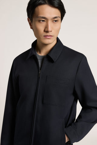 Chaqueta camisera de gabardina de pura lana