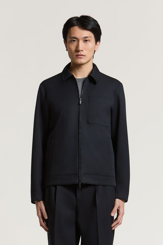Chaqueta camisera de gabardina de pura lana