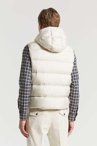 Hooded down-padded vest