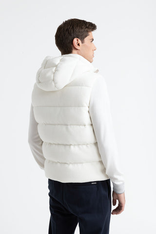 Goose down vest in wool and cashmere  