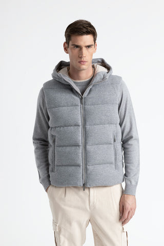 Goose down vest in wool and cashmere  