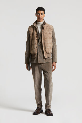 Bi-material suede vest