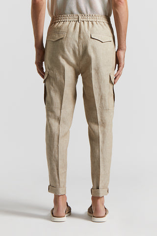 Pure linen jogger trousers with pocket