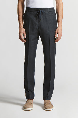 Pure linen gabardine jogger trousers