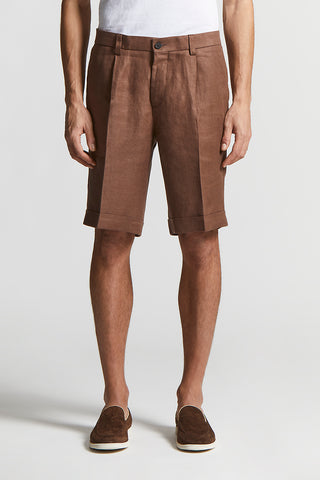 Pure linen gabardine Bermuda shorts