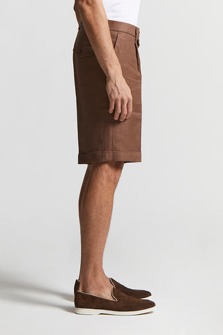 Pure linen gabardine Bermuda shorts