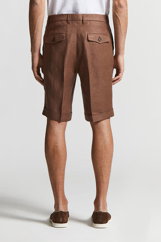 Pure linen gabardine Bermuda shorts