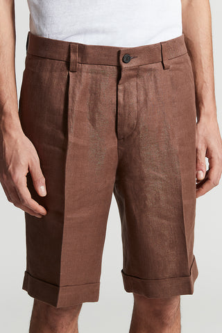 Pure linen gabardine Bermuda shorts