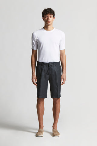 Pure linen gabardine Bermuda shorts