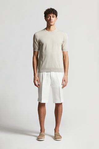 Pure linen gabardine Bermuda shorts