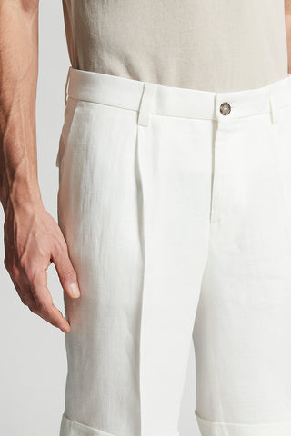 Pure linen gabardine Bermuda shorts