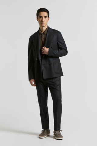 Double-breasted wool flannel blazer