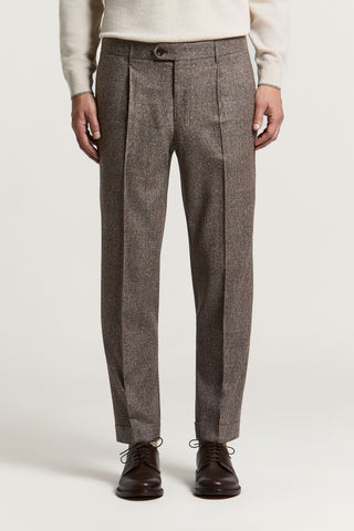 Pantalon en flanelle de soie, laine et cachemire