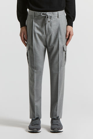 Wool flannel cargo trousers