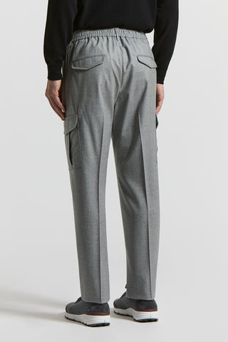 Wool flannel cargo trousers