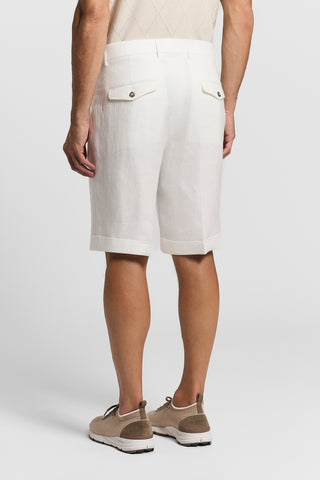 Pure linen gabardine shorts