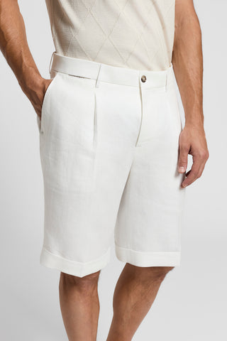 Pure linen gabardine shorts