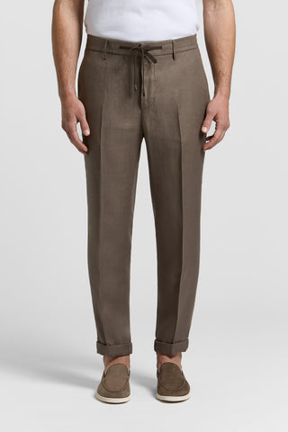 Pure linen gabardine trousers