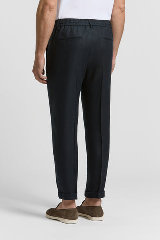 Pure linen gabardine trousers