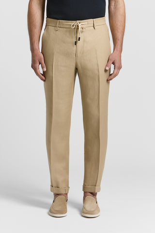 Pure linen gabardine trousers