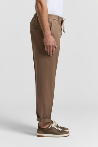 Cotton and wool twill jogger trousers