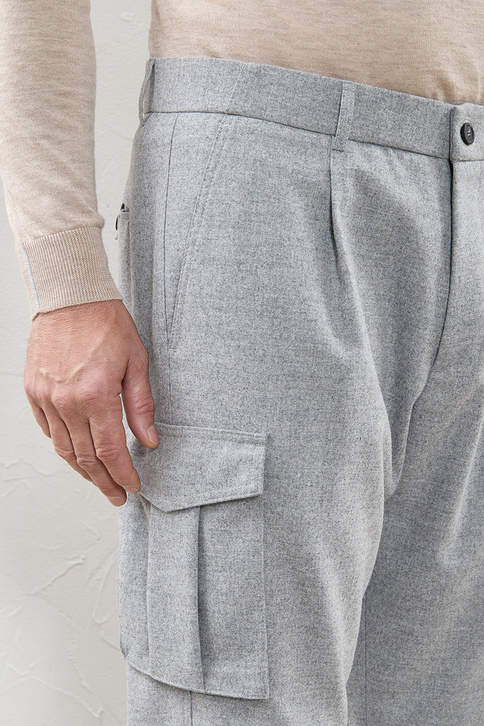 Single-pleat flannel chinos  