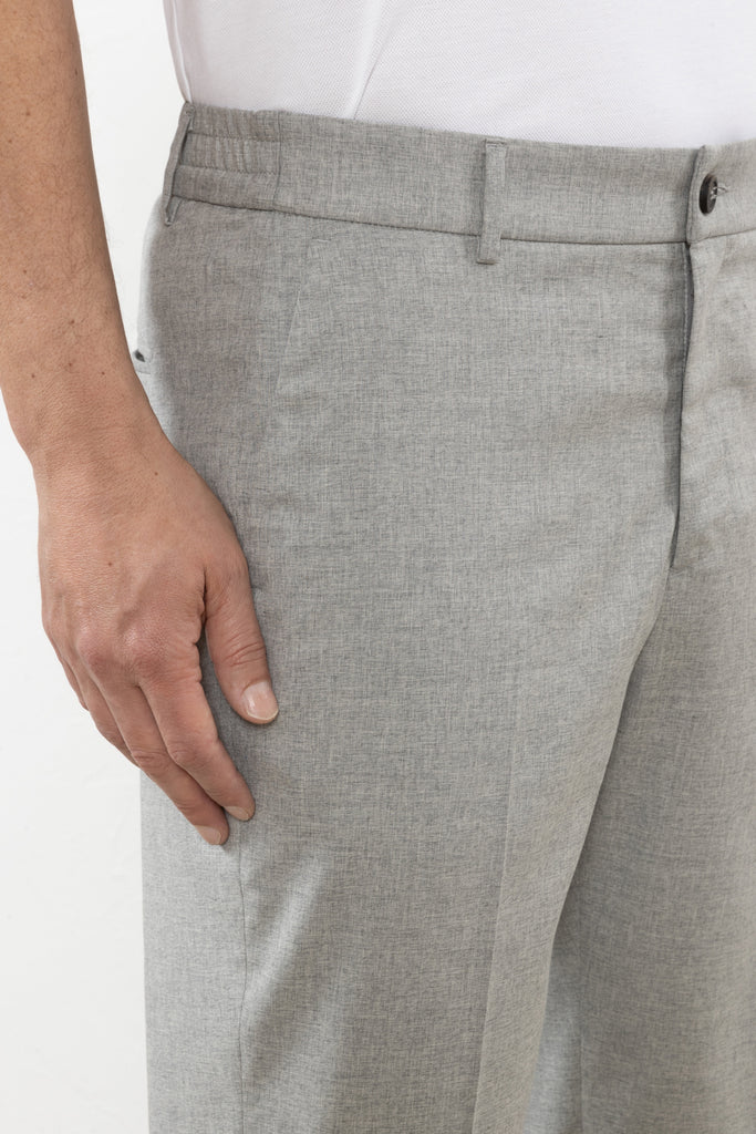 Fil à fil wool, silk and cotton fil à fil flat front trousers  