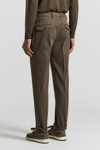 Cotton gabardine trousers with darts