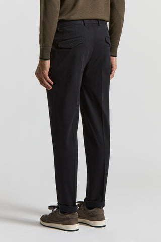 Cotton gabardine trousers with darts