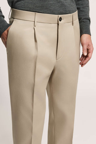 Pantalón de gabardina de lana y algodón