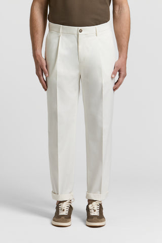 Pure cotton gabardine trousers with darts