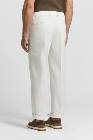 Pure cotton gabardine trousers with darts
