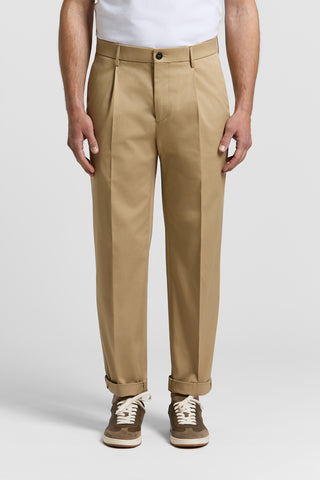 Pure cotton gabardine trousers with darts