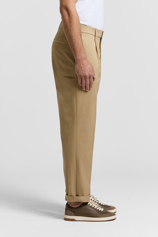 Pure cotton gabardine trousers with darts