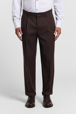 Pure cotton gabardine trousers with darts