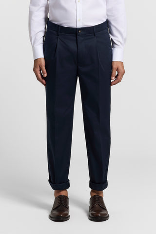 Pleated Cotton Gabardine Trousers