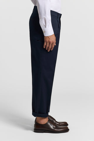 Pleated Cotton Gabardine Trousers