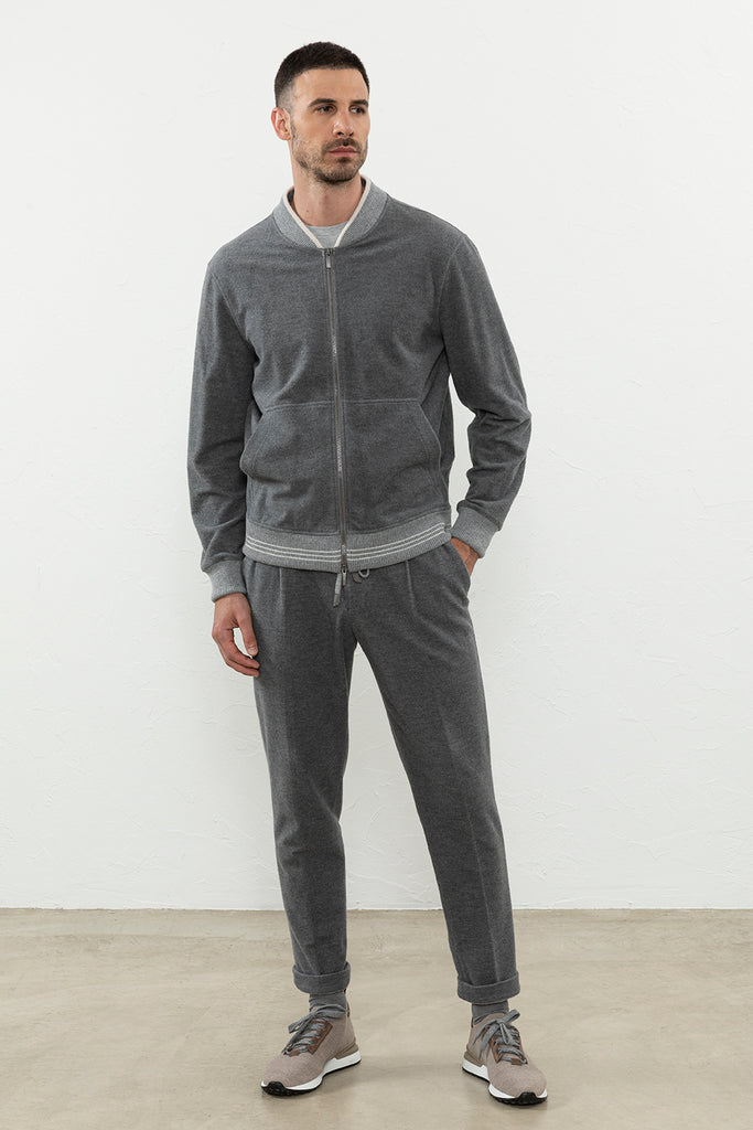 Full zip sweatshirt with bomber jacket collar  