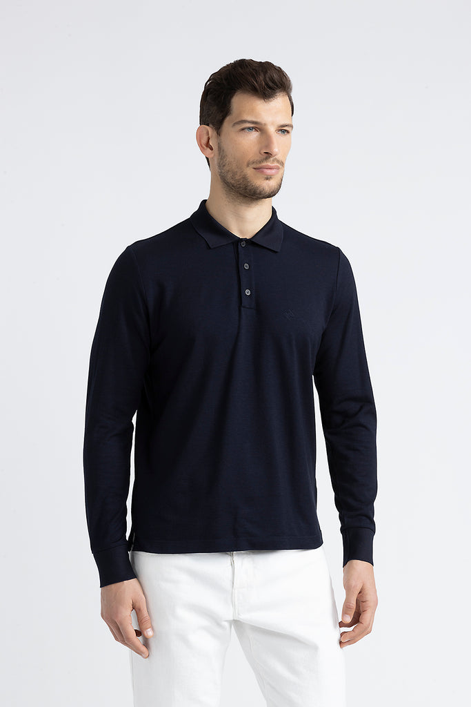 Soft cotton and tencel pique polo shirt  