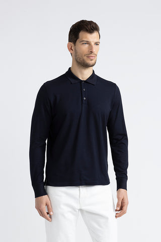 Soft cotton and tencel pique polo shirt  