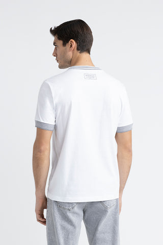 Pure cotton jersey T-shirt with knitted details  