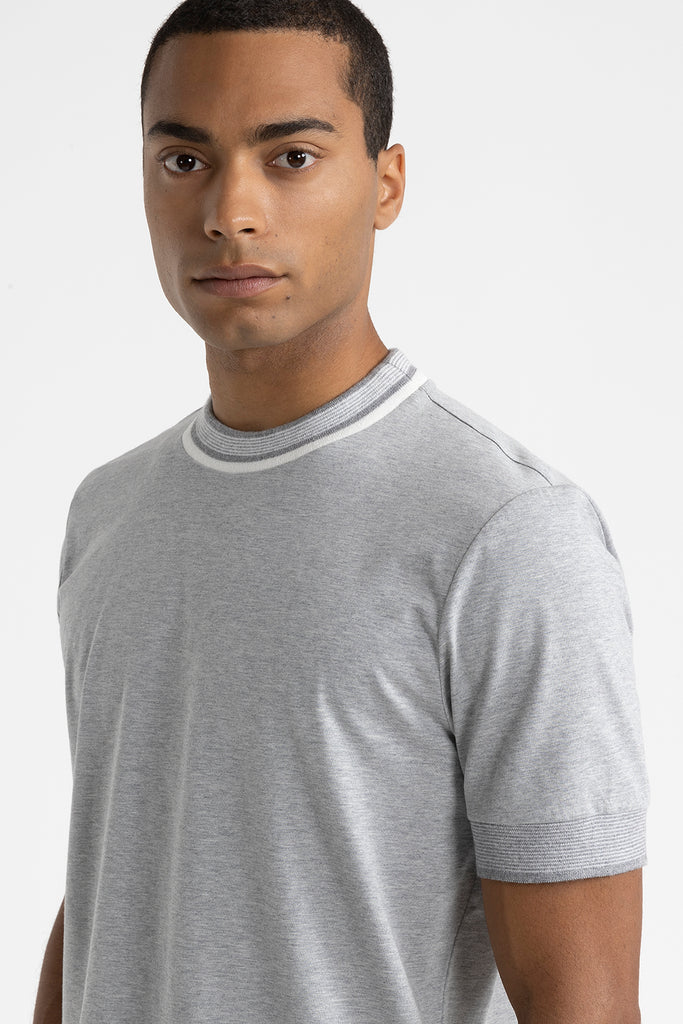 Pure cotton jersey T-shirt with knitted details  