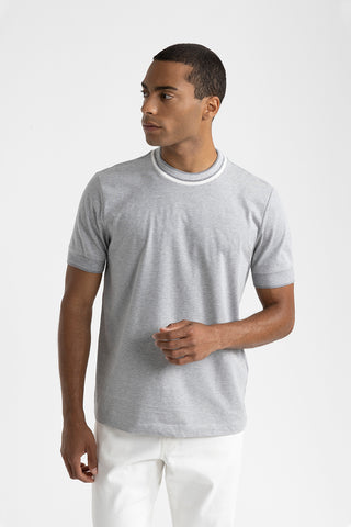 Pure cotton jersey T-shirt with knitted details  